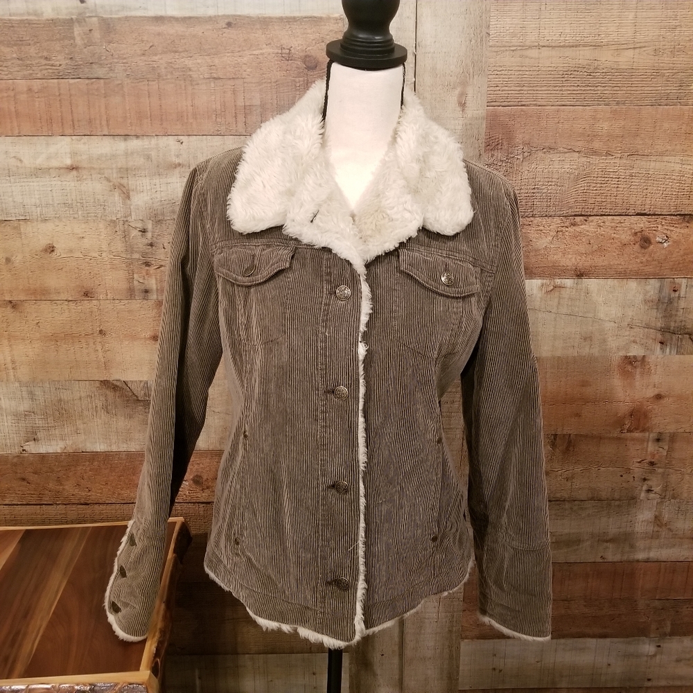 Vintage corduroy faux fur jacket medium